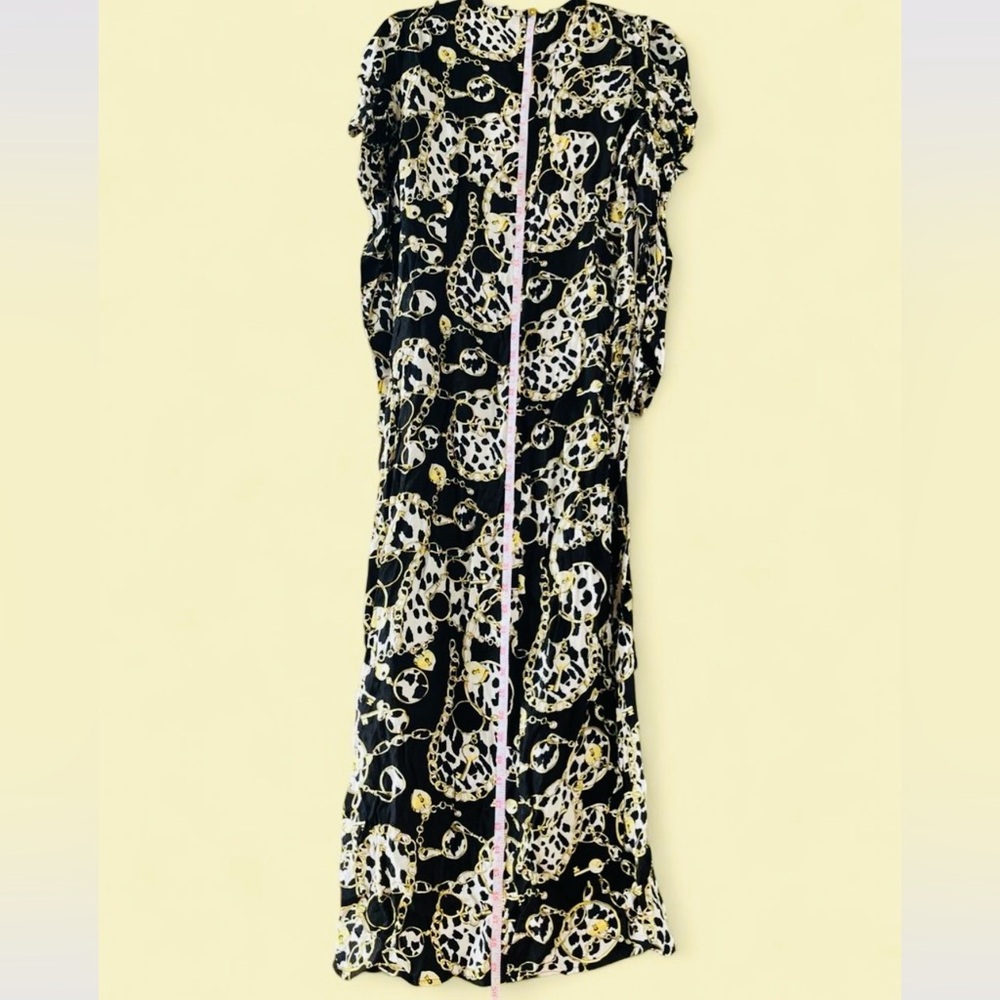 Topshop Black, Cream & Gold Chain Leopard Mix Dress